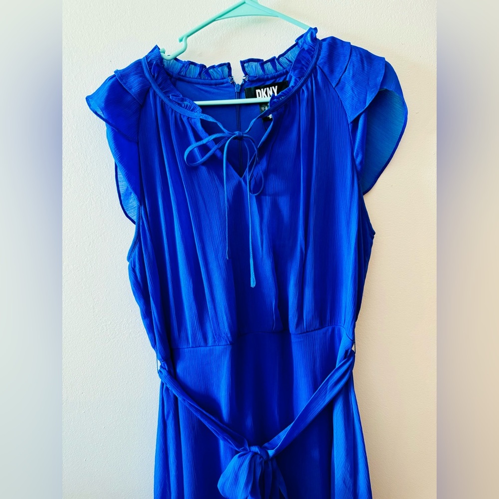 DKNY Tiered Sleeves Tie Waist Dress